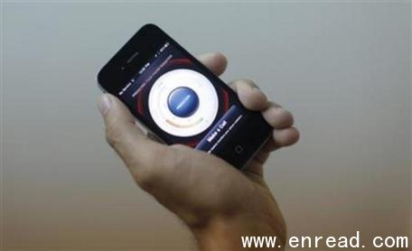 a tawkon employee demonstrates their software on an iphone in the basement of their offices in herzliya, september 2, 2010.